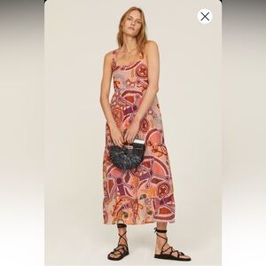 Marie Oliver Coral Stipple Colorful Orange Petra Dress NWT Size L Large